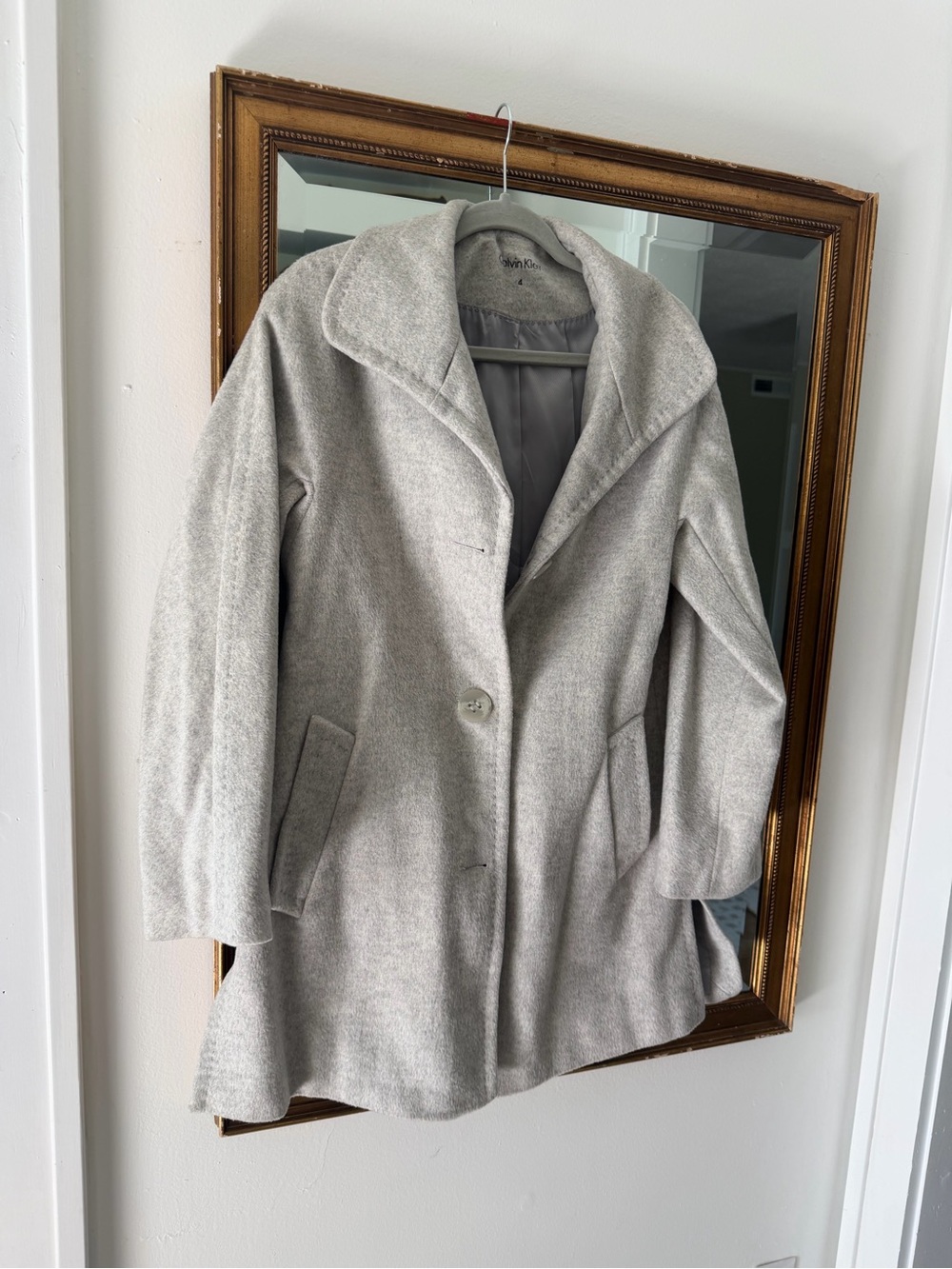 Calvin Klein Light Gray Pea Coat